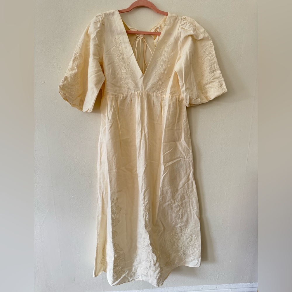 Louise Misha Embroidered Ilana Dress - Cream